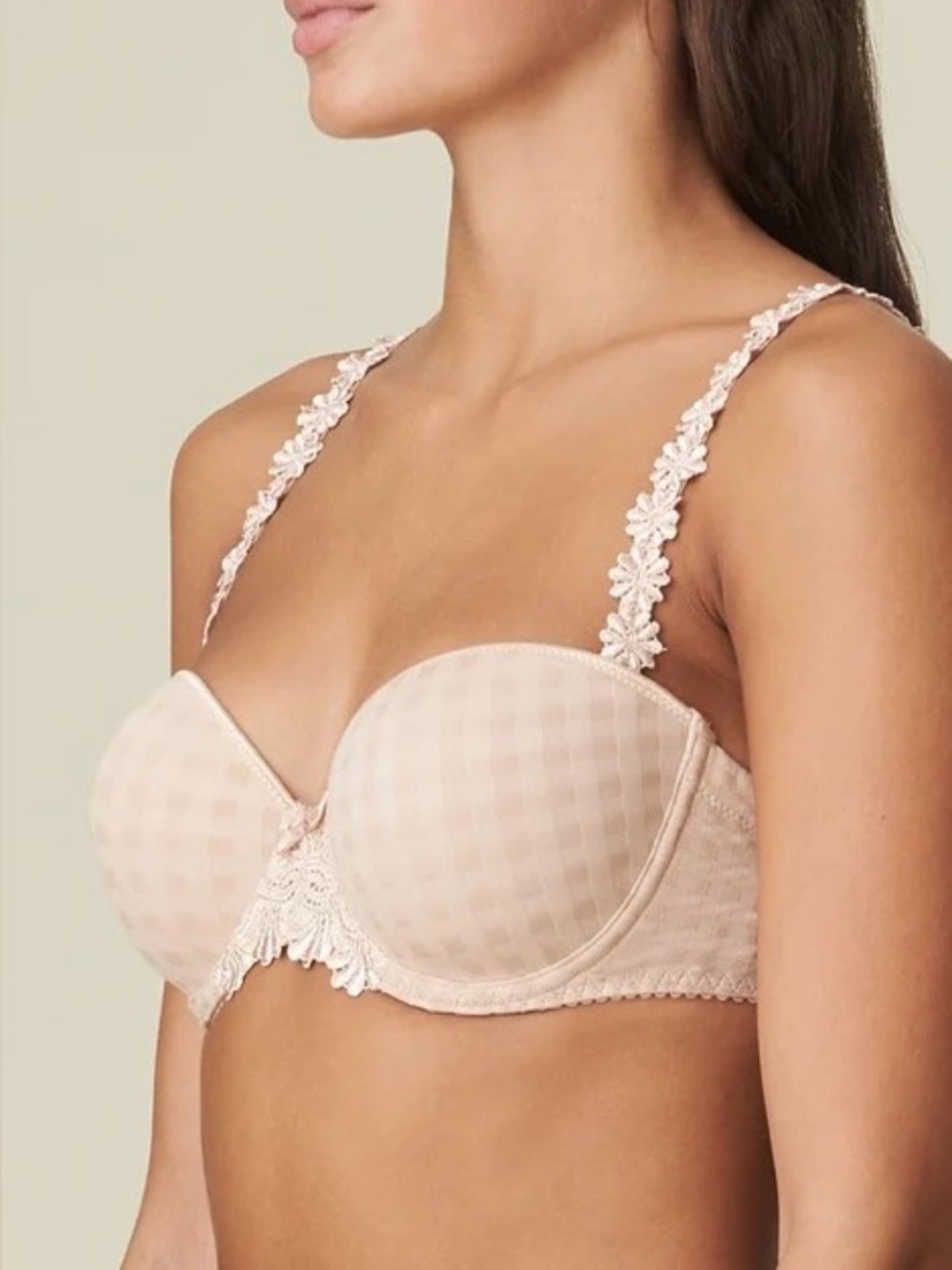 Marie Jo Avero Neutral Beige Lace-Trim Strapless Convertible Bra 36D